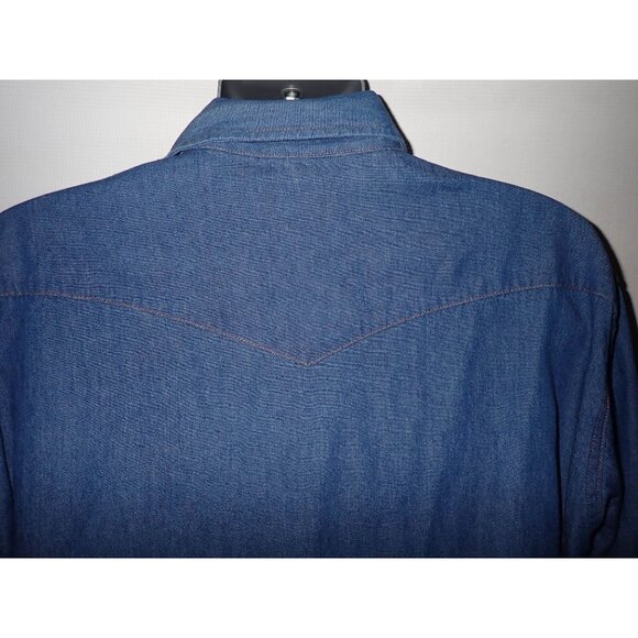 Vintage Wrangler Denim Pearl Snap Mens XXL Brush Popper shirt Western Cowboy‎ - Picture 6 of 7